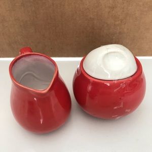 Sango Nova Retro Red Creamer Sugar Set